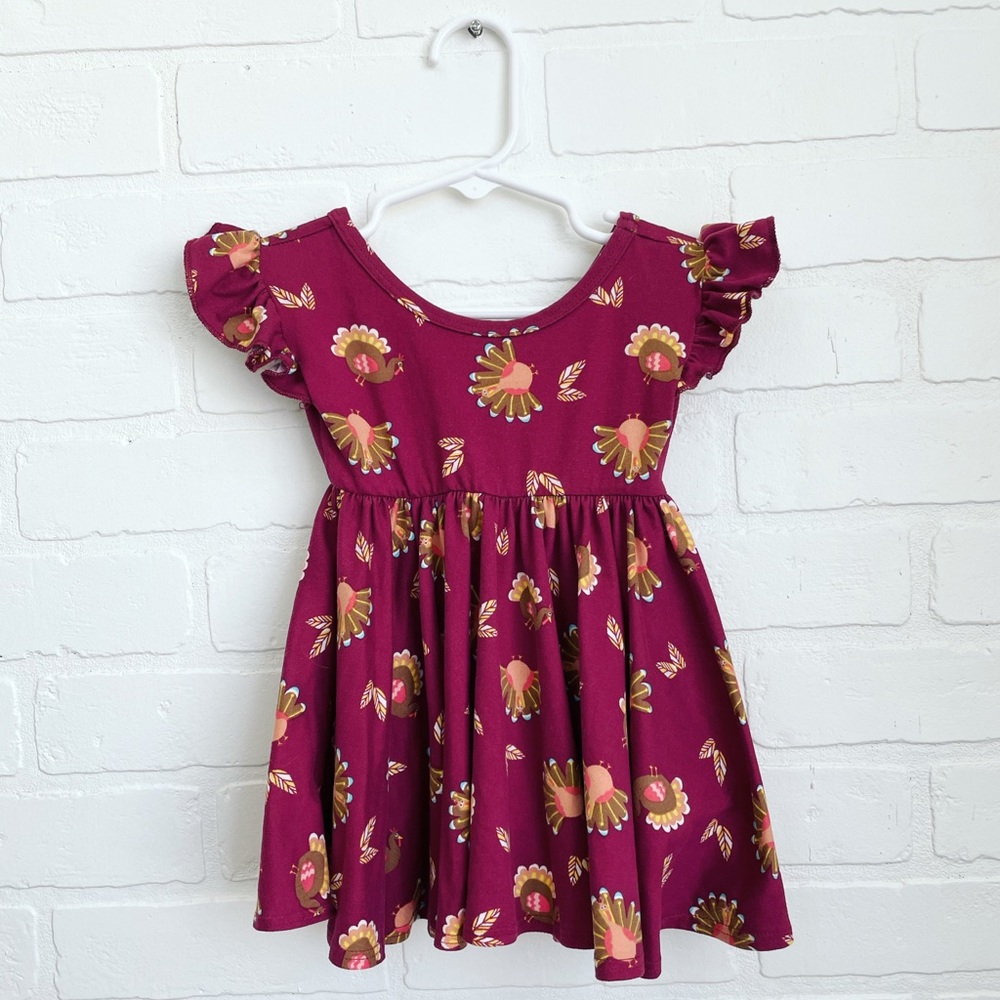Dot dot smile thanksgiving Turkey twirly dress